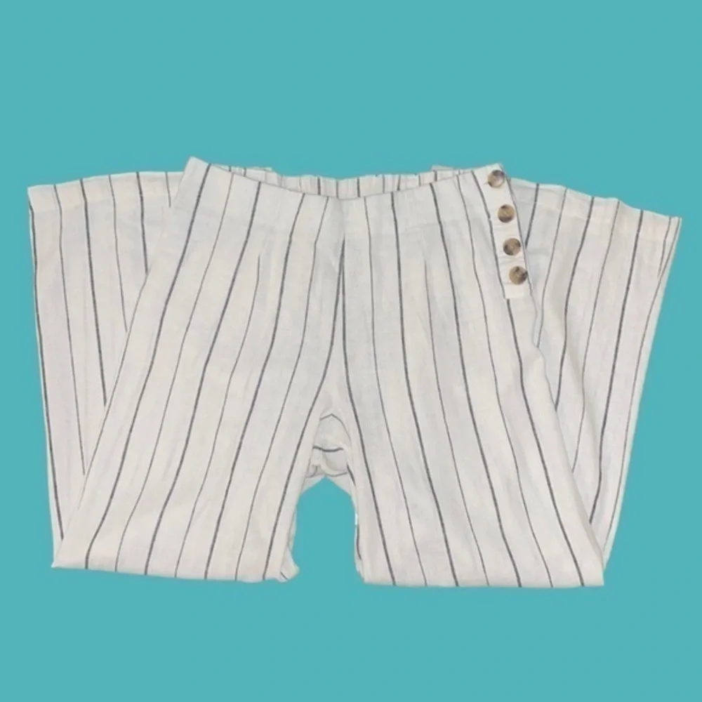 GAP Black and White High Rise Line ‎ Wide Leg Stripe Pant Size 14